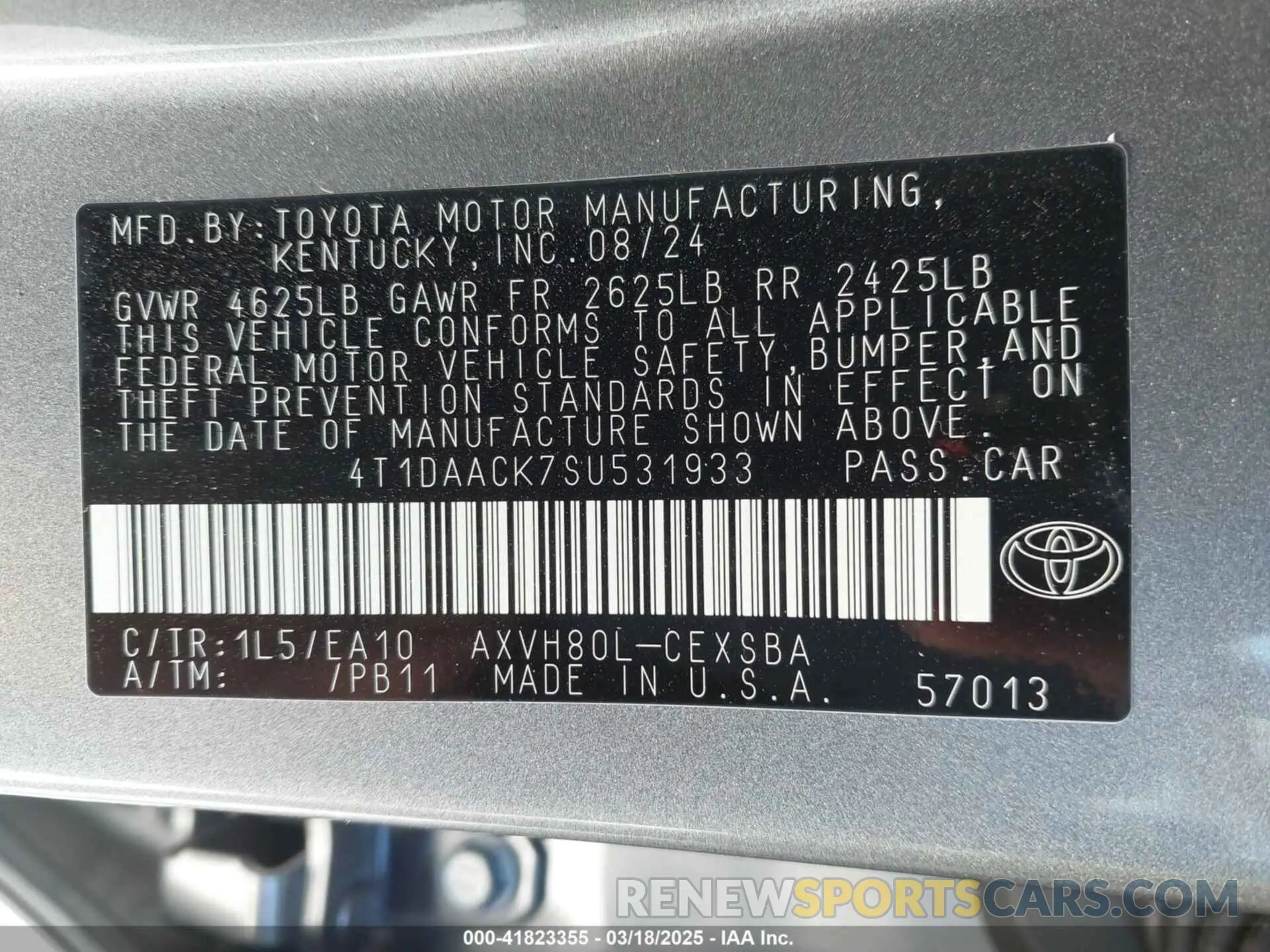 9 Photograph of a damaged car 4T1DAACK7SU531933 TOYOTA CAMRY 2025
