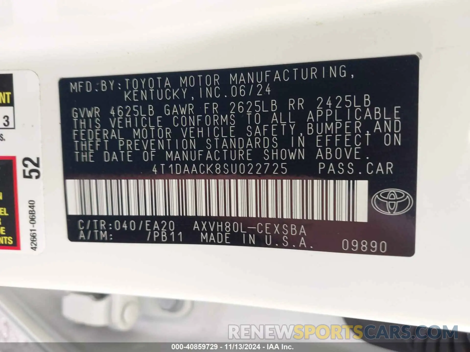9 Photograph of a damaged car 4T1DAACK8SU022725 TOYOTA CAMRY 2025