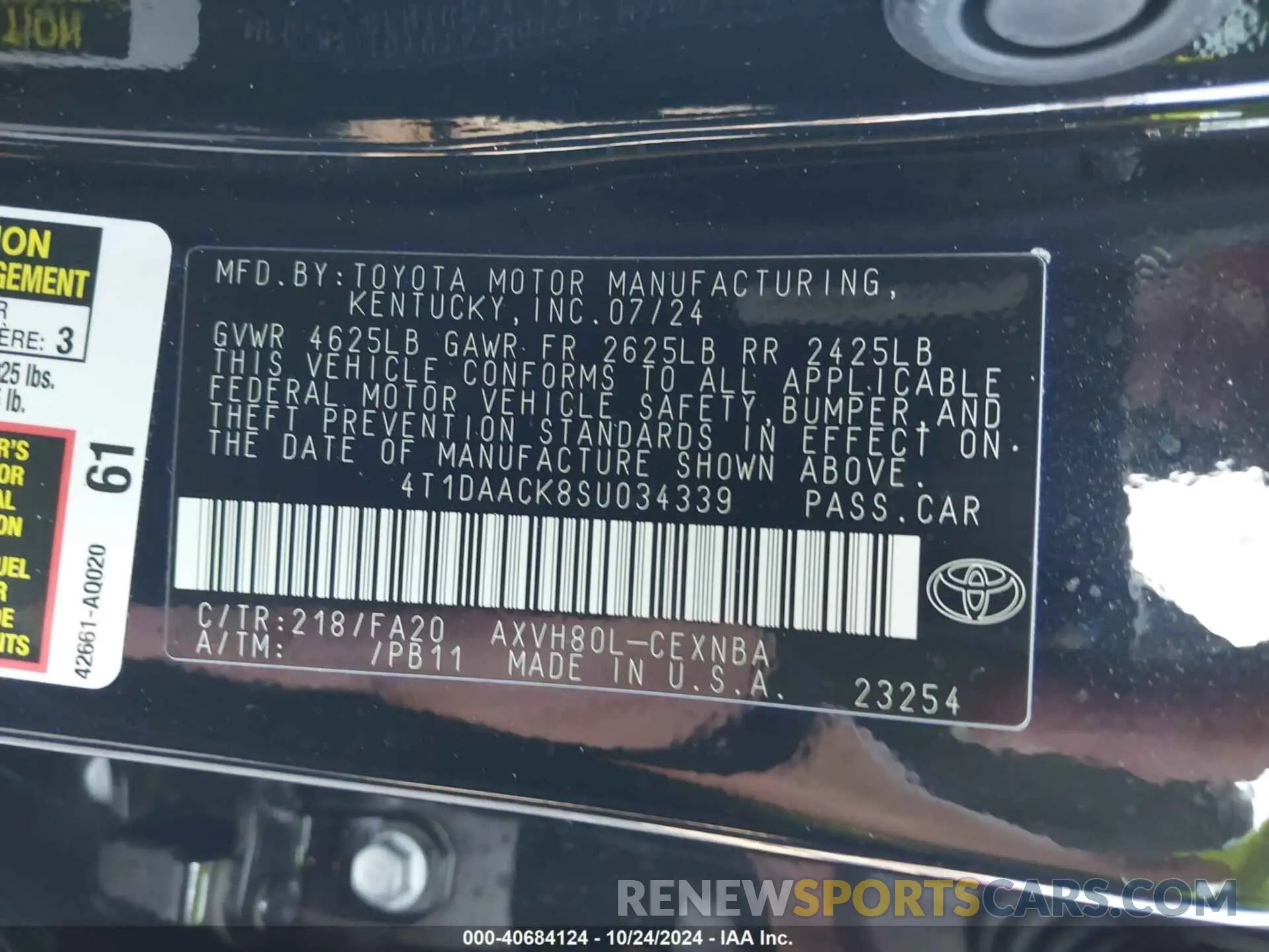 9 Photograph of a damaged car 4T1DAACK8SU034339 TOYOTA CAMRY 2025