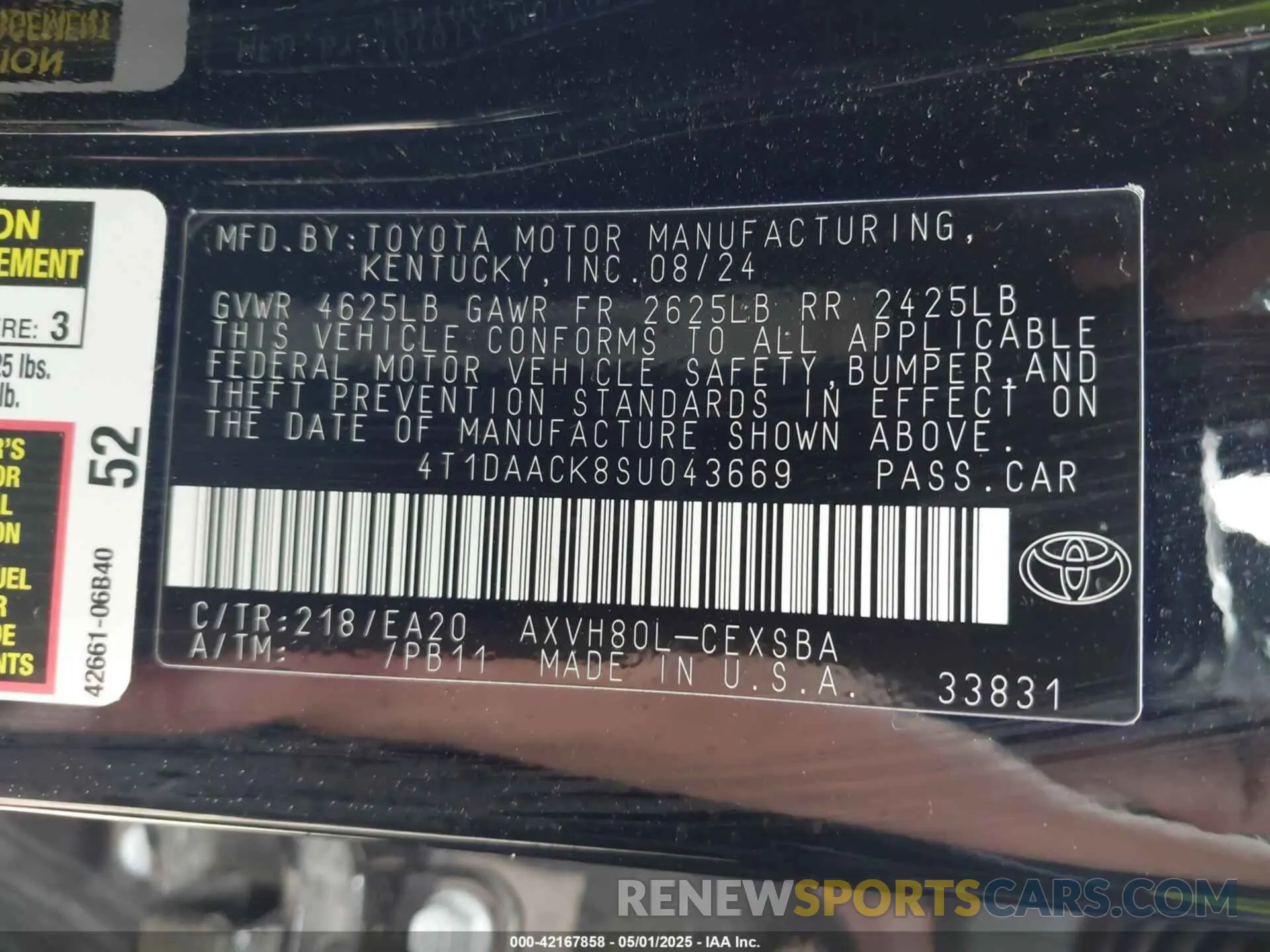 9 Photograph of a damaged car 4T1DAACK8SU043669 TOYOTA CAMRY 2025