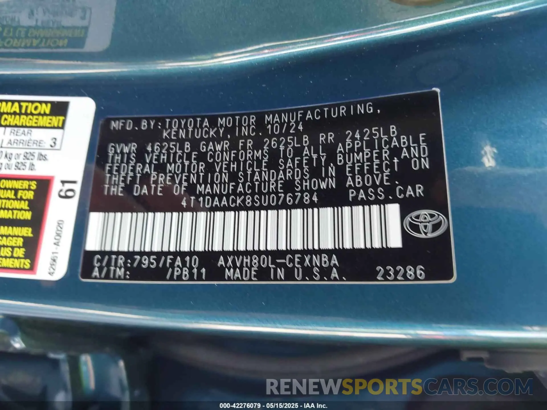 9 Photograph of a damaged car 4T1DAACK8SU076784 TOYOTA CAMRY 2025