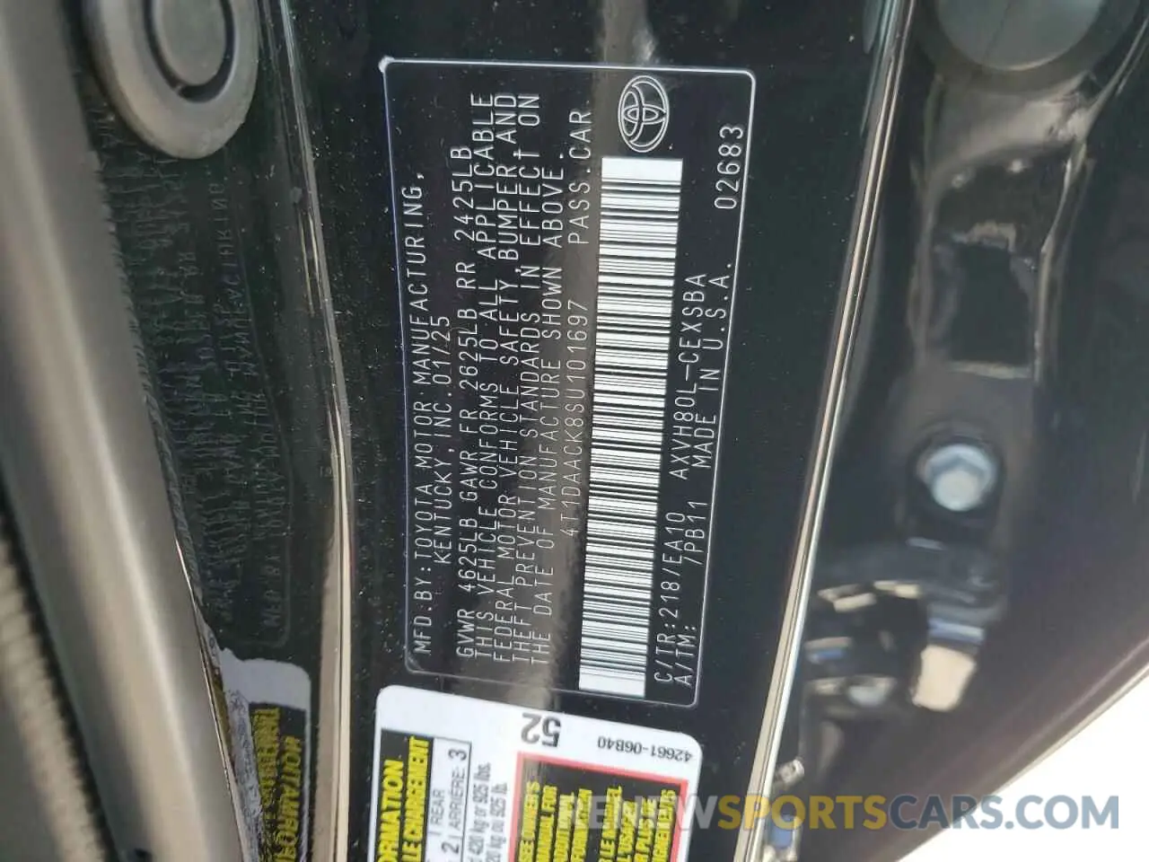 12 Photograph of a damaged car 4T1DAACK8SU101697 TOYOTA CAMRY 2025