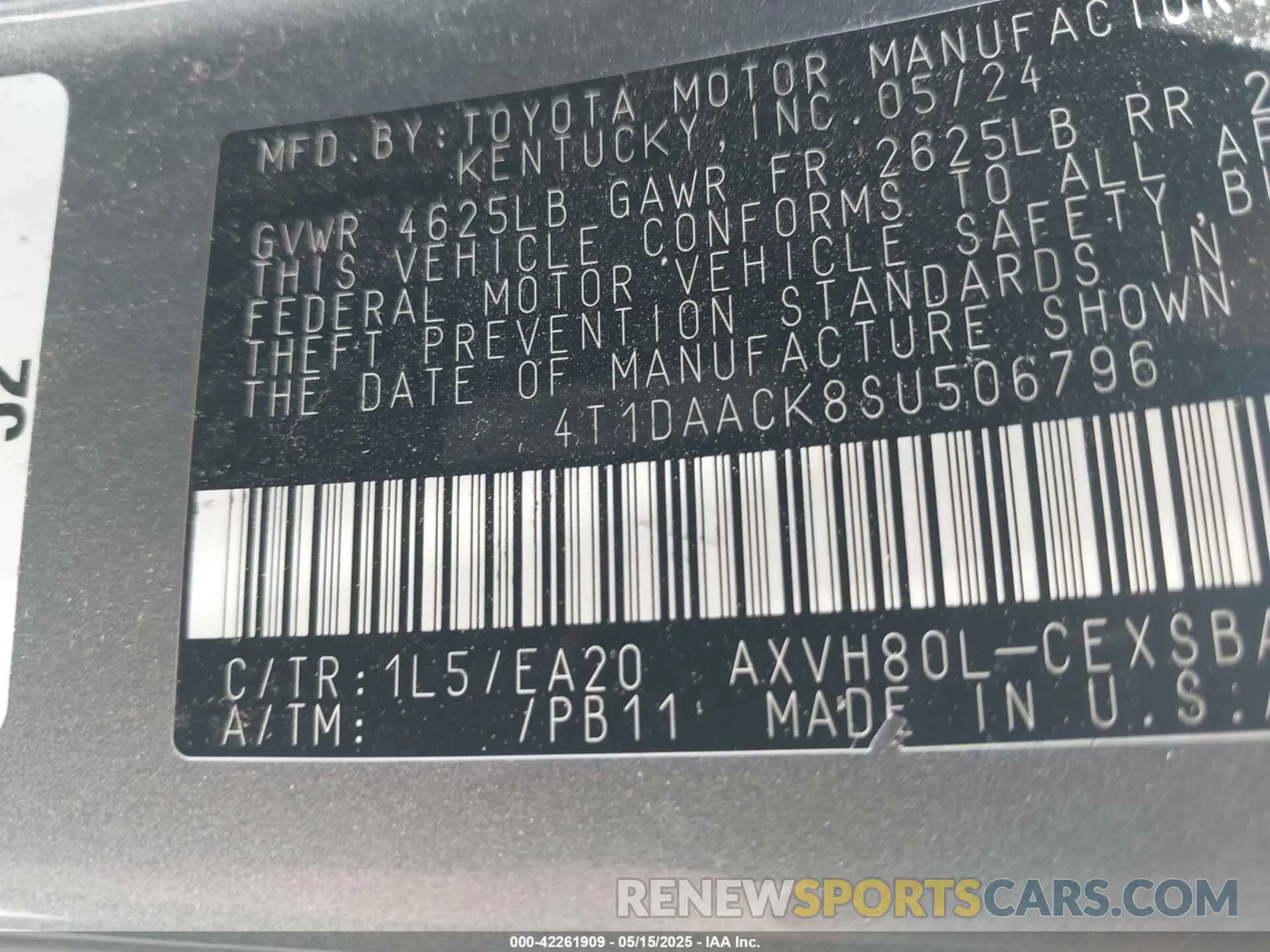 9 Photograph of a damaged car 4T1DAACK8SU506796 TOYOTA CAMRY 2025