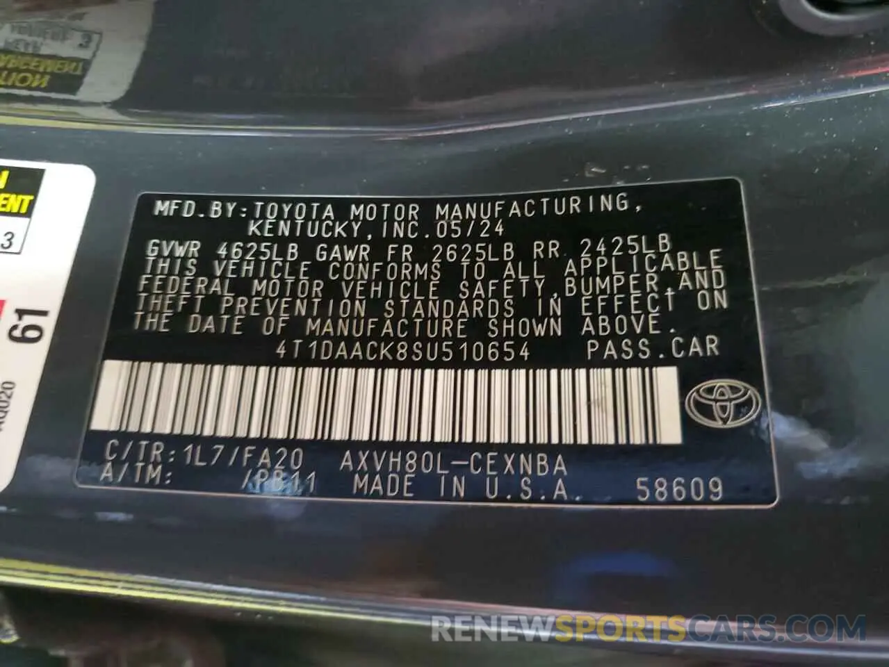 12 Photograph of a damaged car 4T1DAACK8SU510654 TOYOTA CAMRY 2025