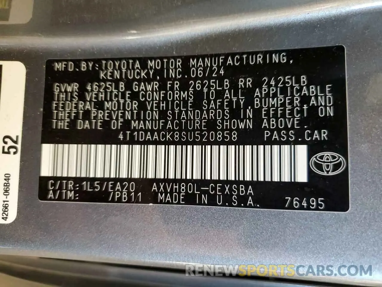 13 Photograph of a damaged car 4T1DAACK8SU520858 TOYOTA CAMRY 2025