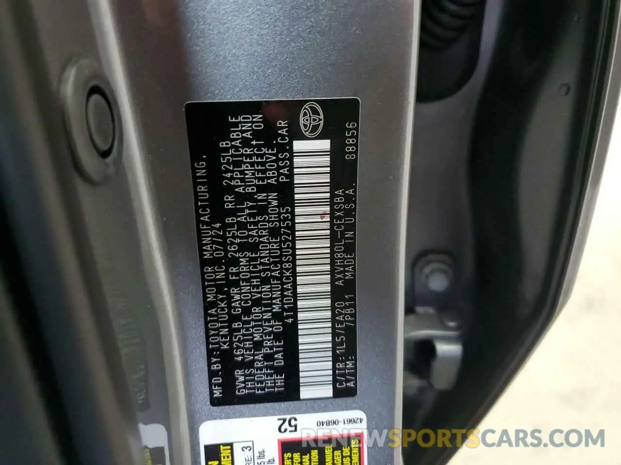 12 Photograph of a damaged car 4T1DAACK8SU527535 TOYOTA CAMRY 2025