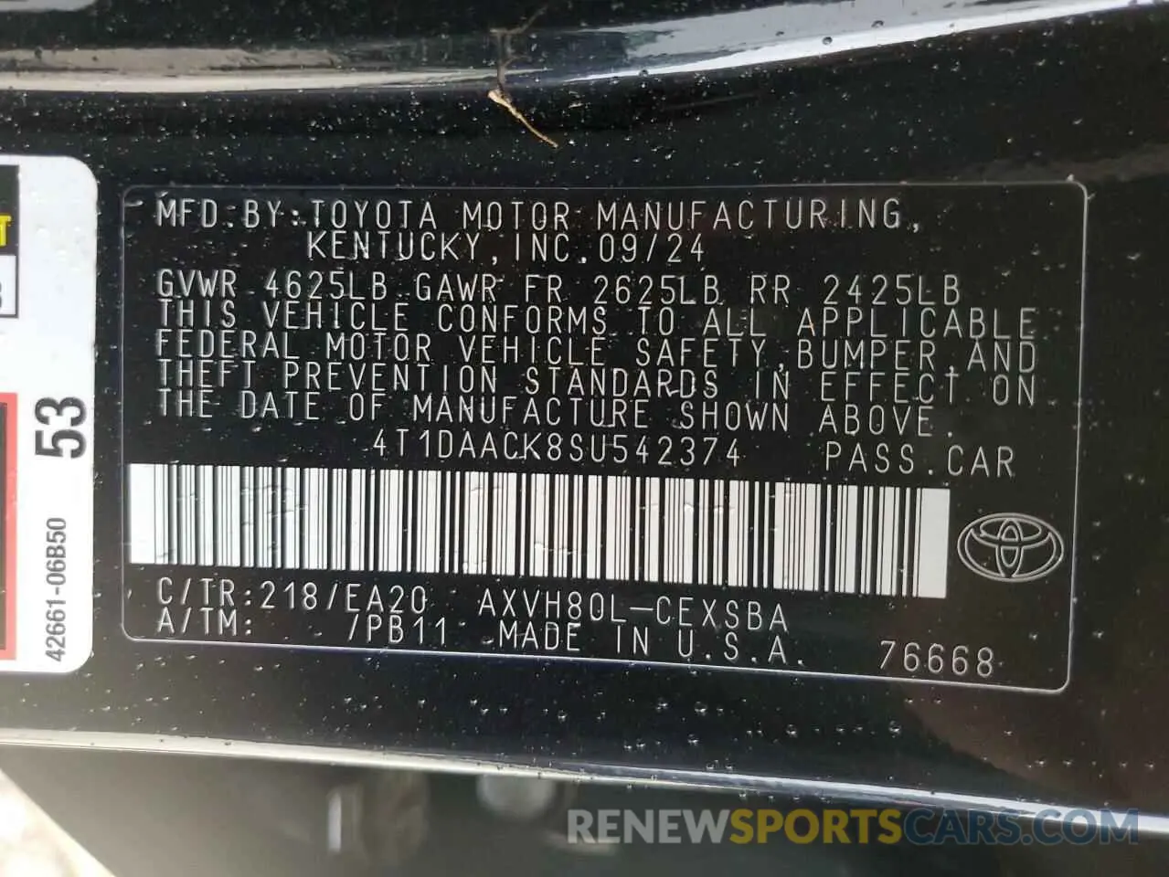 12 Photograph of a damaged car 4T1DAACK8SU542374 TOYOTA CAMRY 2025
