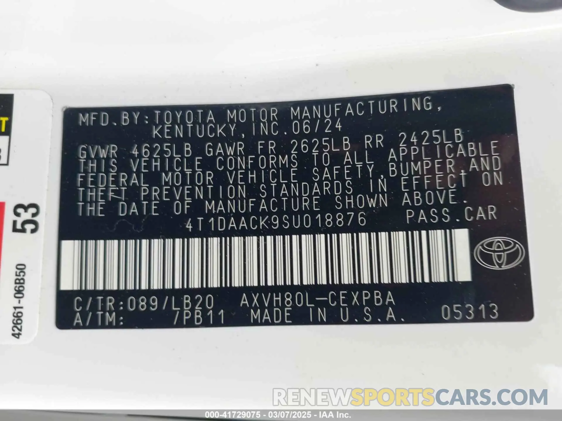 9 Photograph of a damaged car 4T1DAACK9SU018876 TOYOTA CAMRY 2025