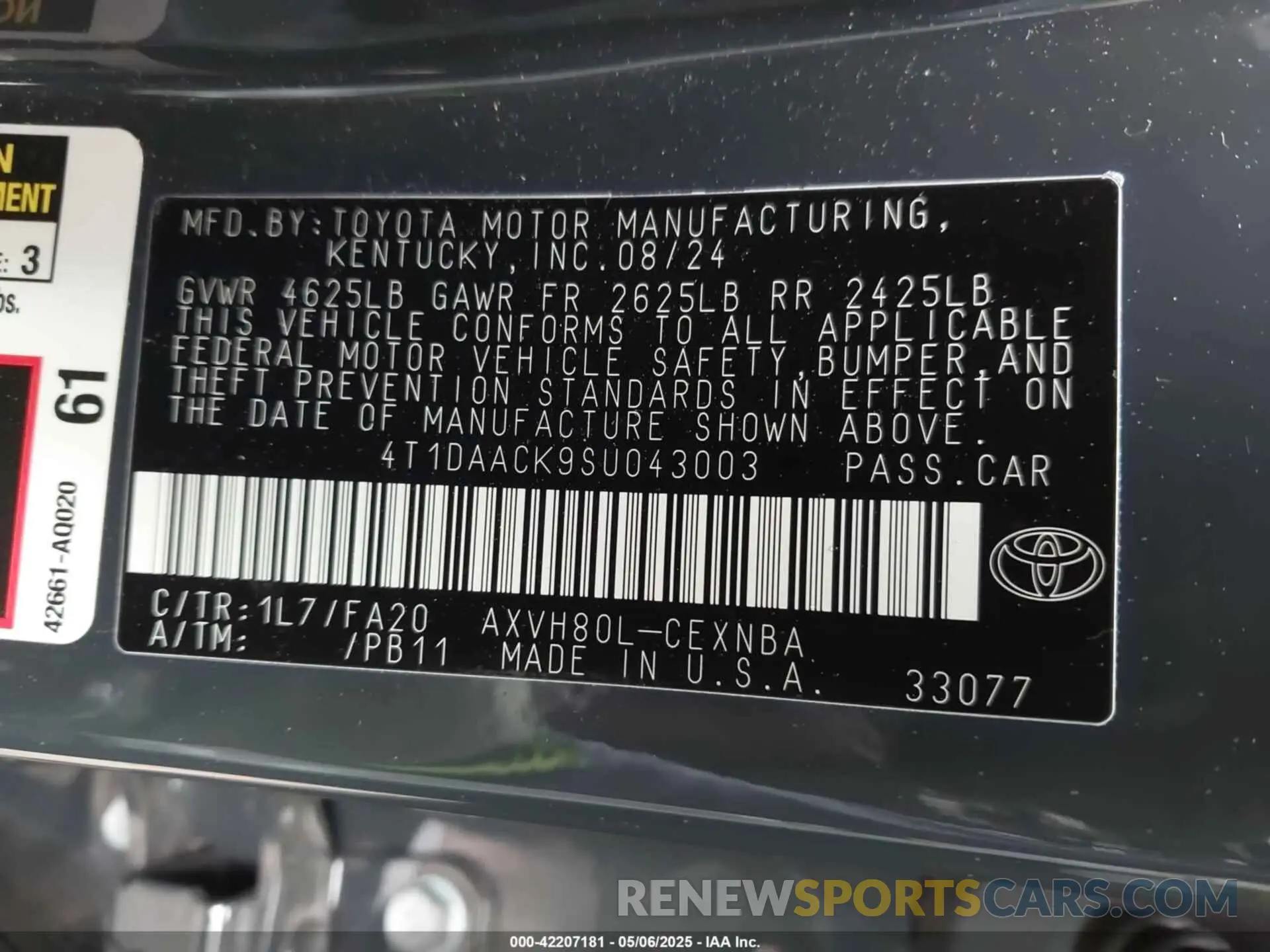 9 Photograph of a damaged car 4T1DAACK9SU043003 TOYOTA CAMRY 2025