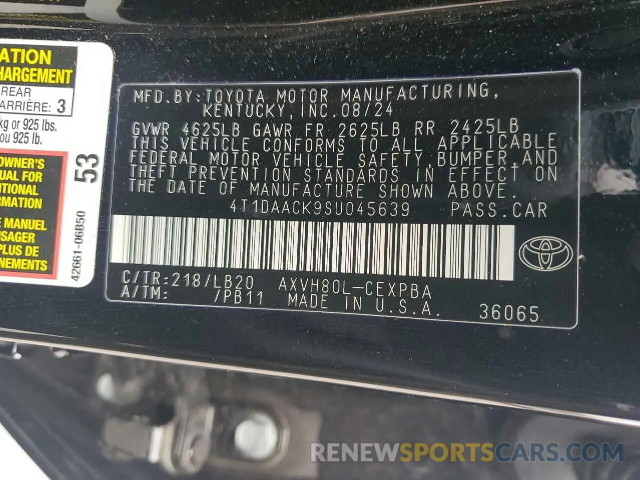 12 Photograph of a damaged car 4T1DAACK9SU045639 TOYOTA CAMRY 2025