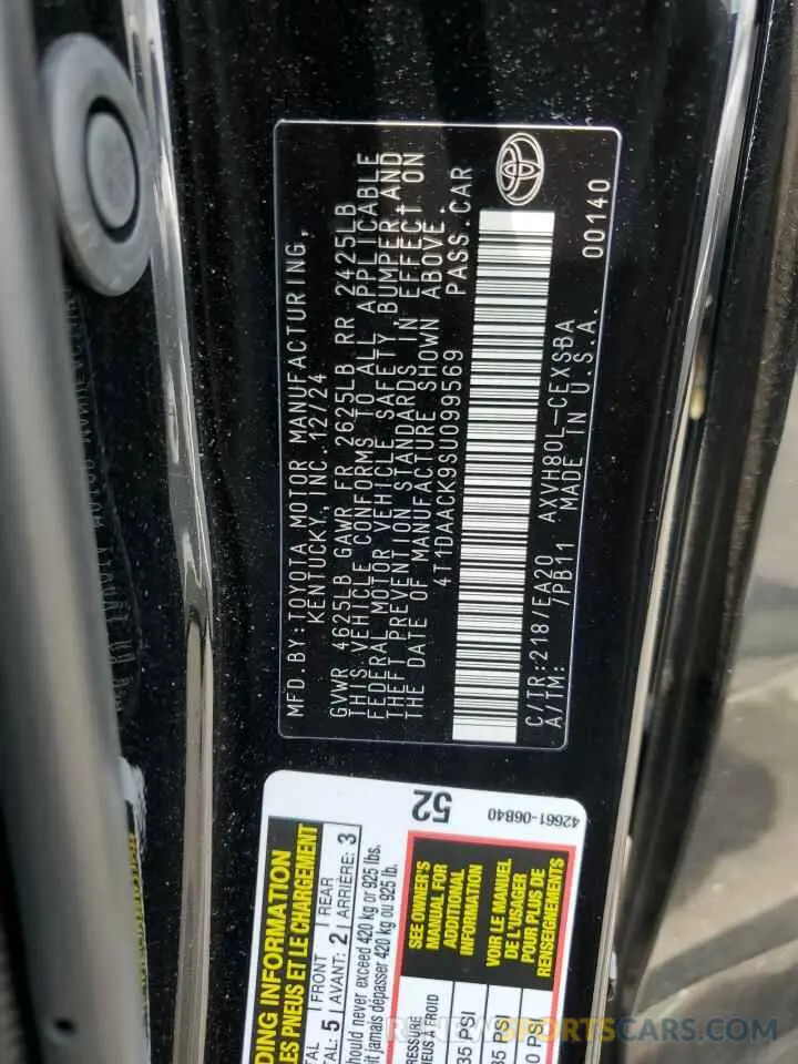 12 Photograph of a damaged car 4T1DAACK9SU099569 TOYOTA CAMRY 2025