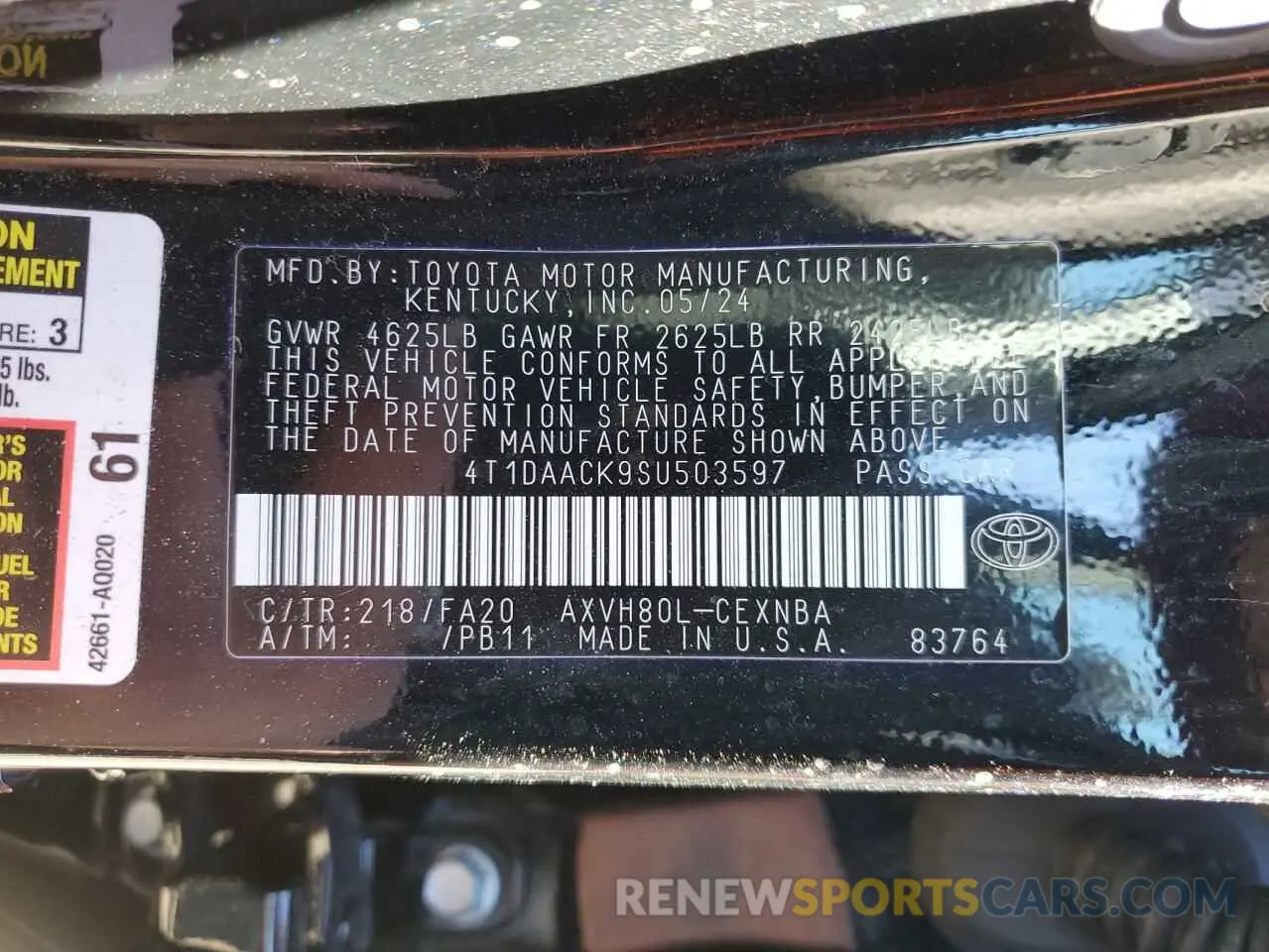 12 Photograph of a damaged car 4T1DAACK9SU503597 TOYOTA CAMRY 2025