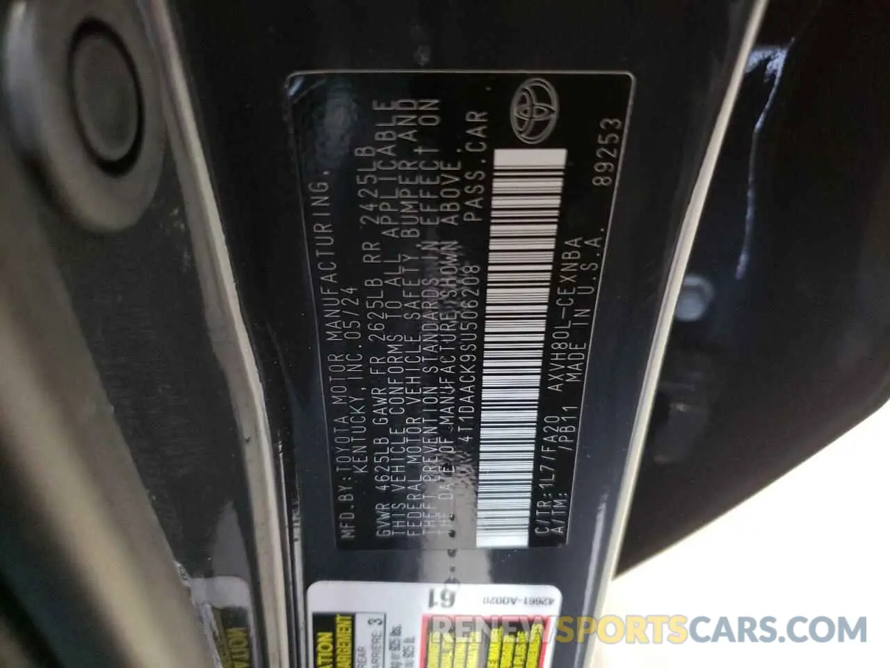 13 Photograph of a damaged car 4T1DAACK9SU506208 TOYOTA CAMRY 2025