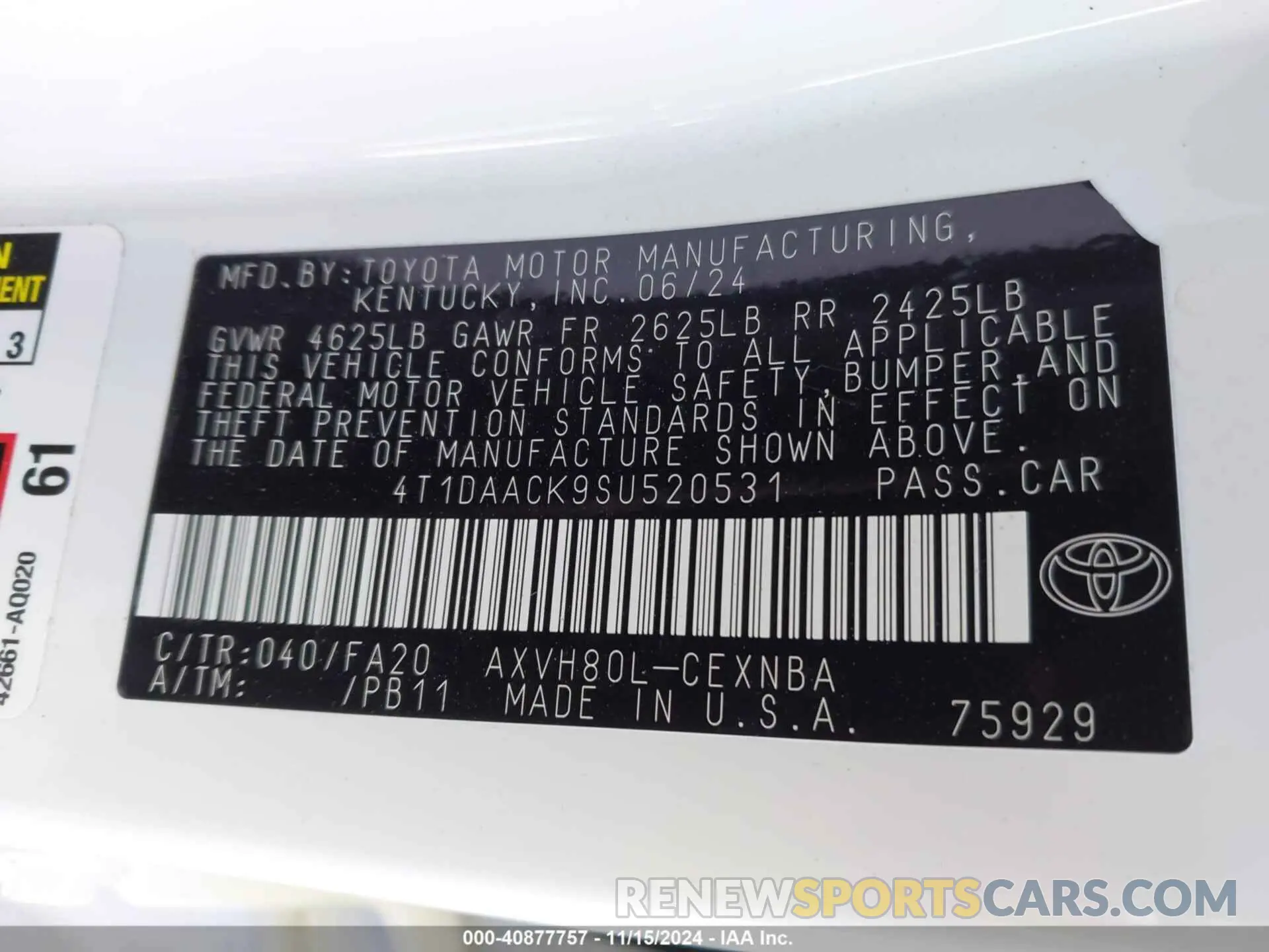 9 Photograph of a damaged car 4T1DAACK9SU520531 TOYOTA CAMRY 2025
