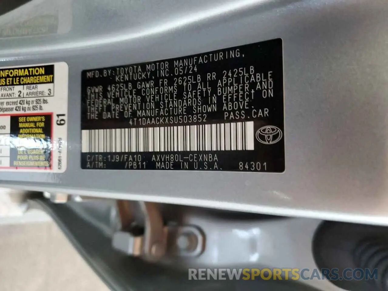 12 Photograph of a damaged car 4T1DAACKXSU503852 TOYOTA CAMRY 2025