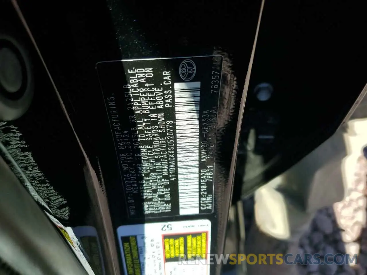12 Photograph of a damaged car 4T1DAACKXSU520778 TOYOTA CAMRY 2025
