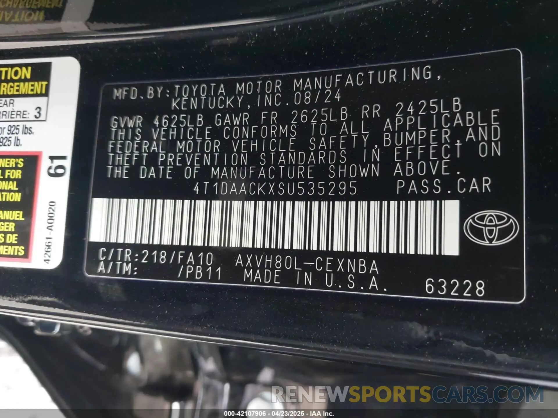 9 Photograph of a damaged car 4T1DAACKXSU535295 TOYOTA CAMRY 2025