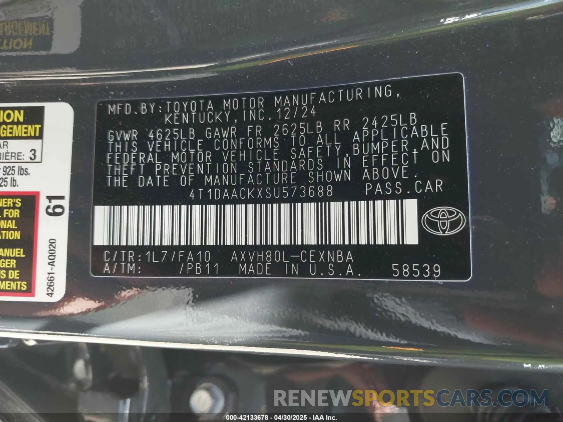 9 Photograph of a damaged car 4T1DAACKXSU573688 TOYOTA CAMRY 2025