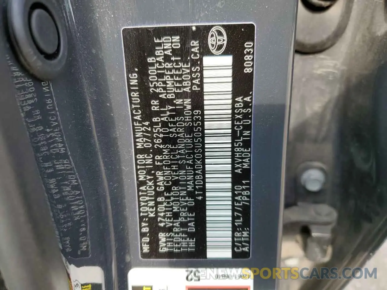 13 Photograph of a damaged car 4T1DBADK0SU505539 TOYOTA CAMRY 2025