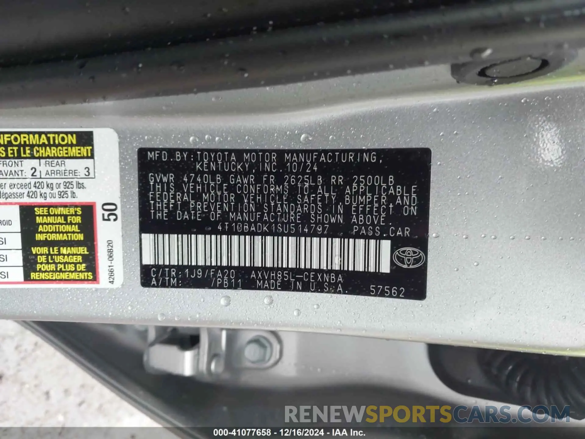 9 Photograph of a damaged car 4T1DBADK1SU514797 TOYOTA CAMRY 2025