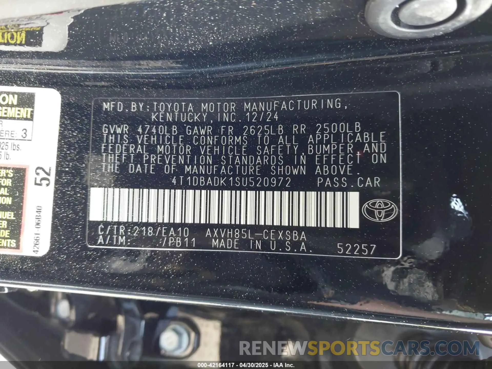 9 Photograph of a damaged car 4T1DBADK1SU520972 TOYOTA CAMRY 2025