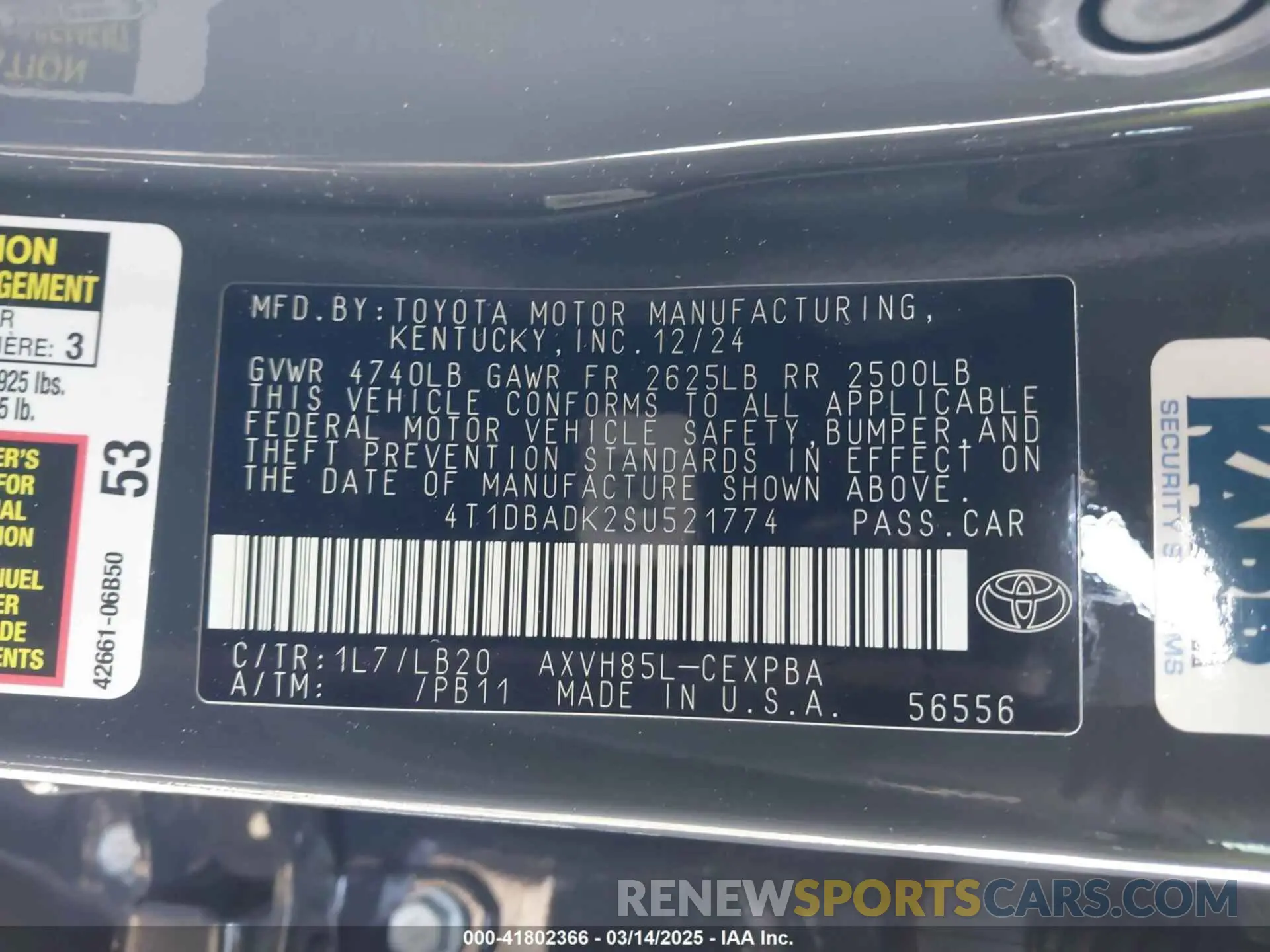 9 Photograph of a damaged car 4T1DBADK2SU521774 TOYOTA CAMRY 2025