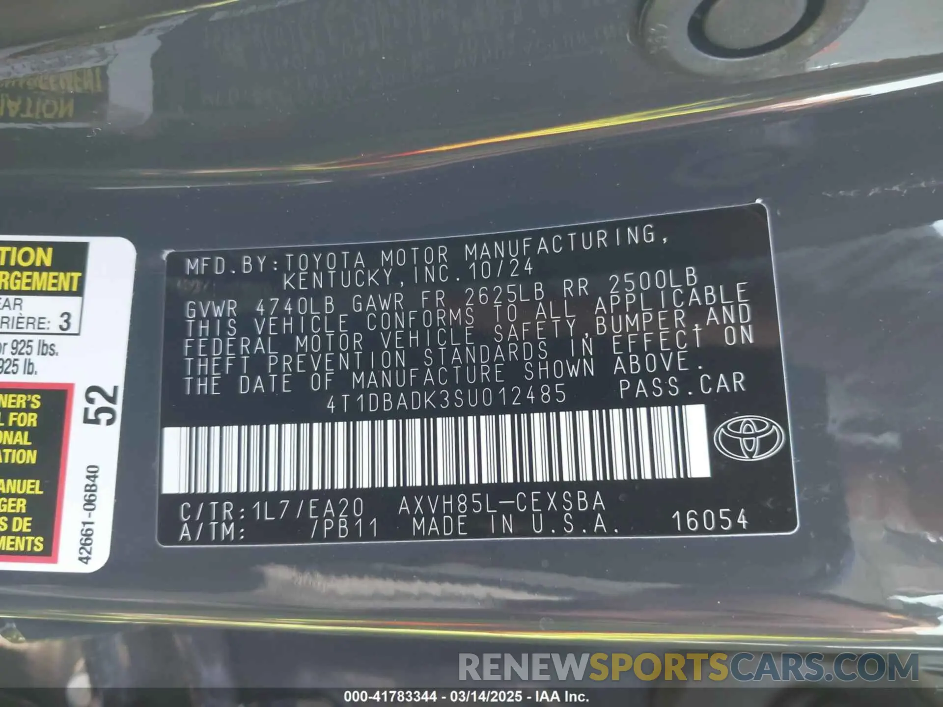 9 Photograph of a damaged car 4T1DBADK3SU012485 TOYOTA CAMRY 2025