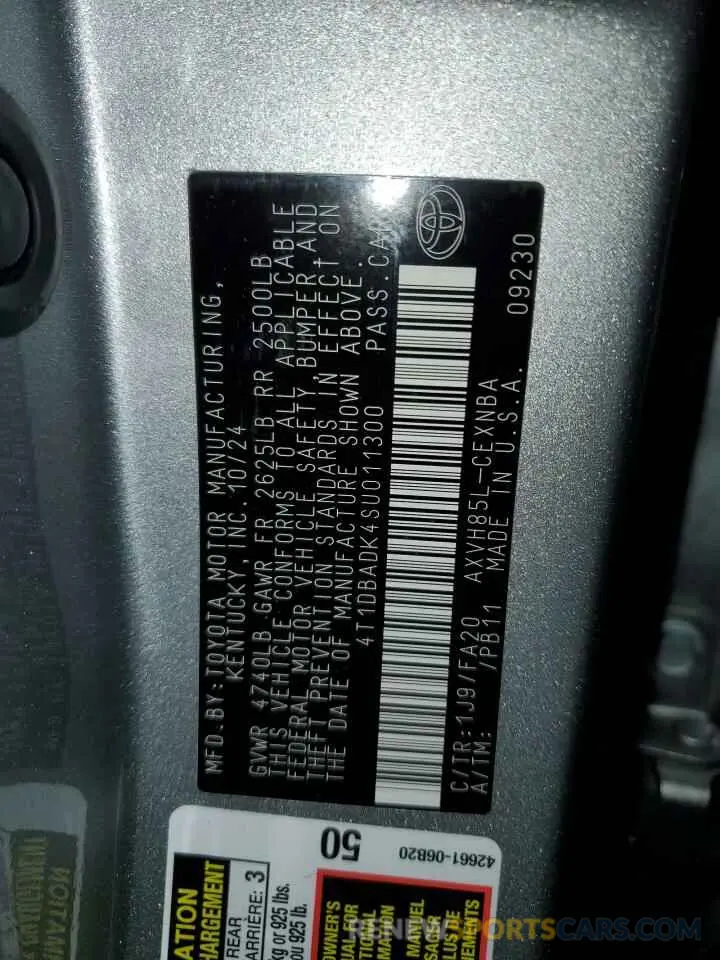 13 Photograph of a damaged car 4T1DBADK4SU011300 TOYOTA CAMRY 2025