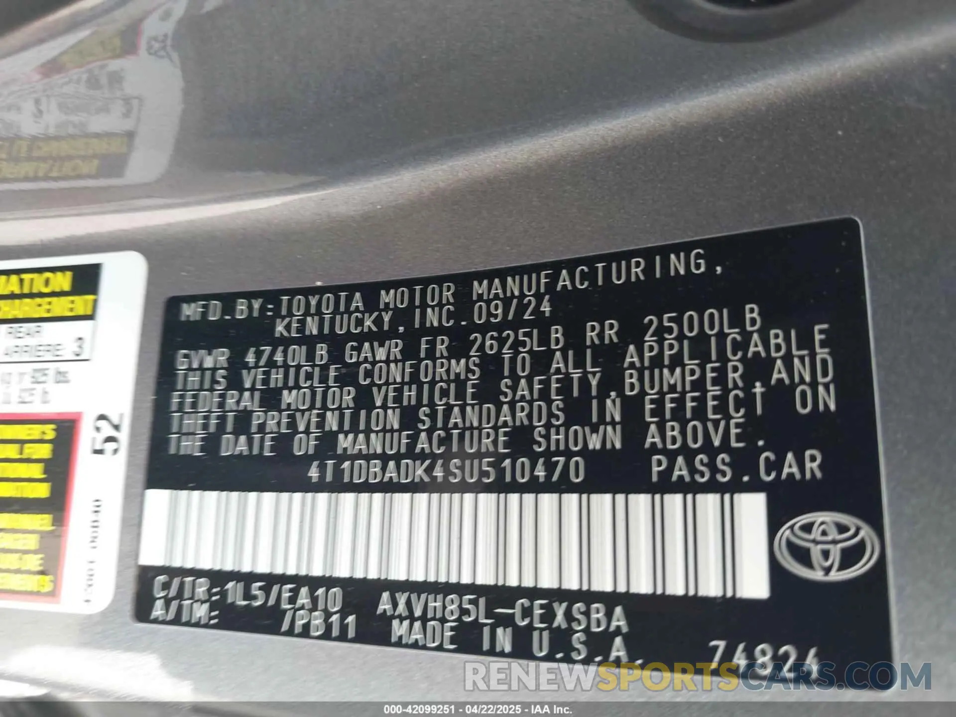 9 Photograph of a damaged car 4T1DBADK4SU510470 TOYOTA CAMRY 2025