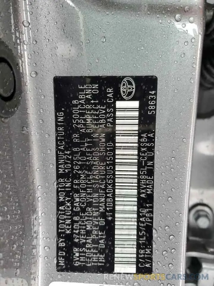 12 Photograph of a damaged car 4T1DBADK6SU515010 TOYOTA CAMRY 2025