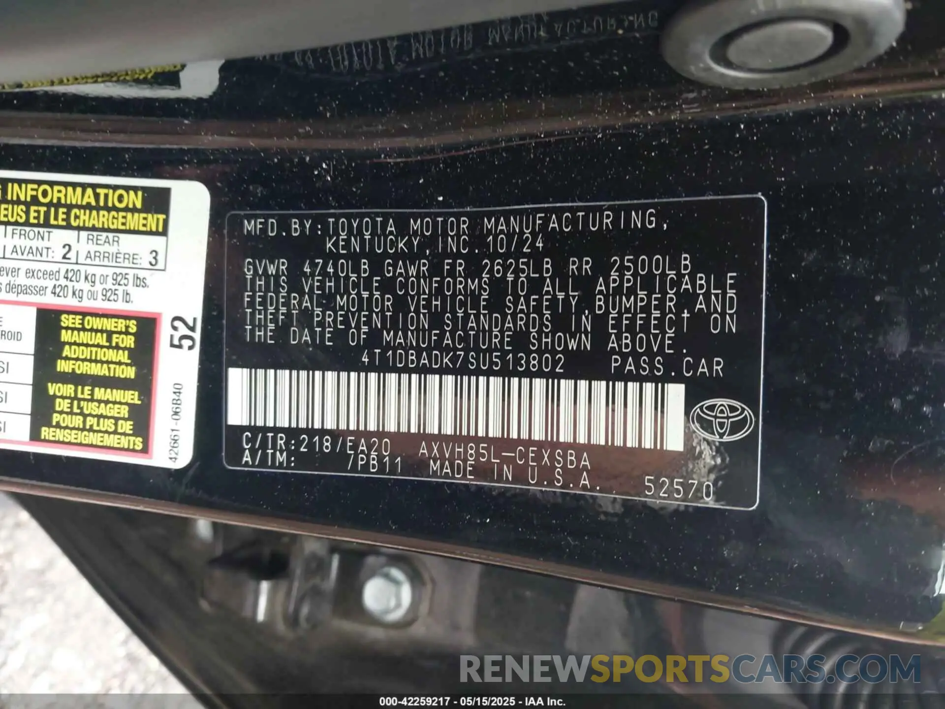 9 Photograph of a damaged car 4T1DBADK7SU513802 TOYOTA CAMRY 2025