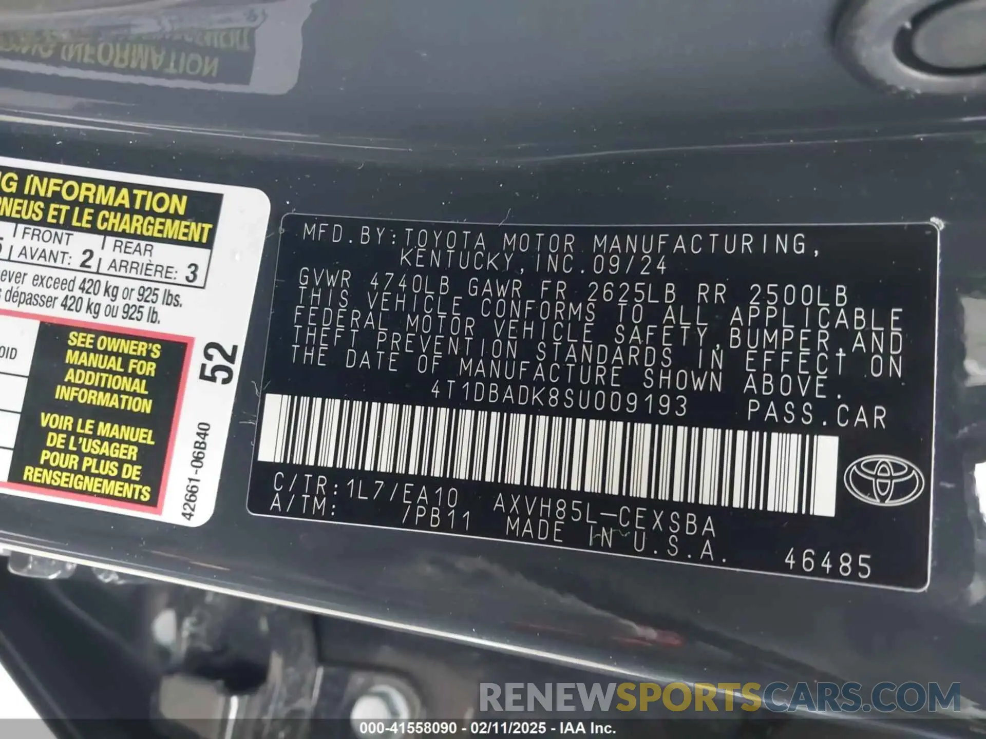 9 Photograph of a damaged car 4T1DBADK8SU009193 TOYOTA CAMRY 2025