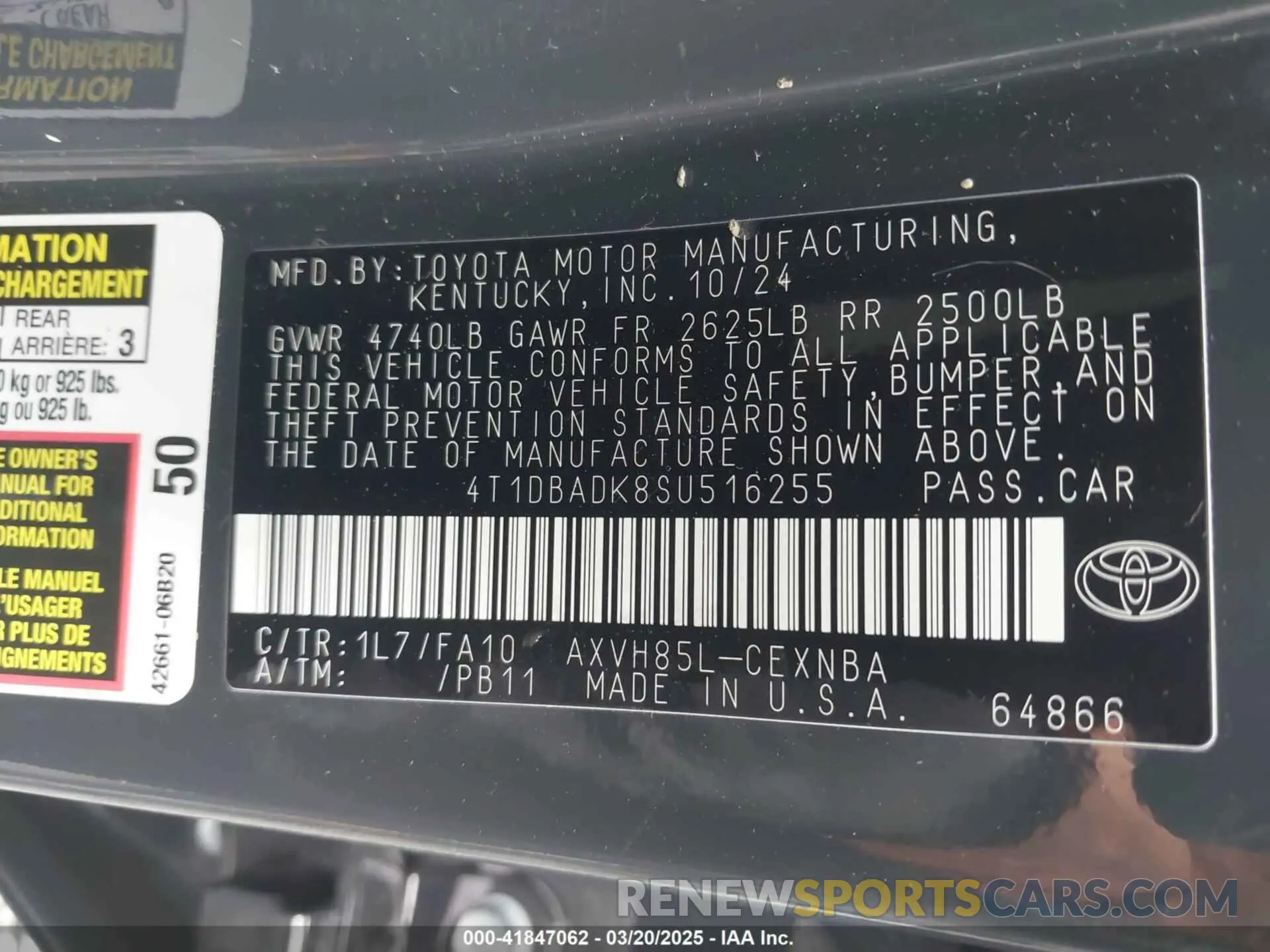 9 Photograph of a damaged car 4T1DBADK8SU516255 TOYOTA CAMRY 2025