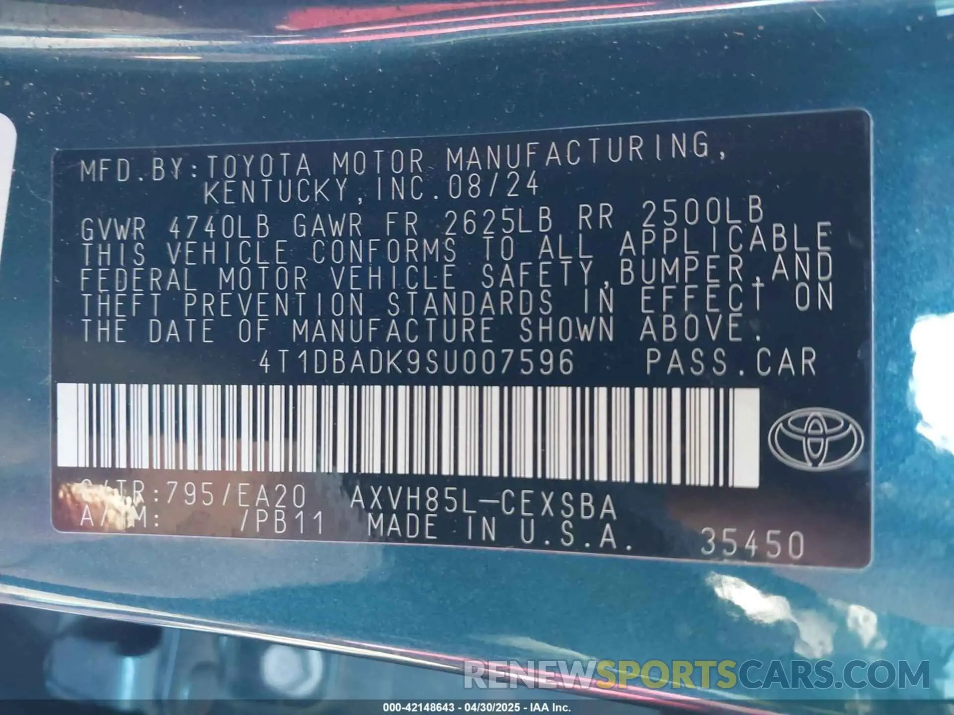9 Photograph of a damaged car 4T1DBADK9SU007596 TOYOTA CAMRY 2025