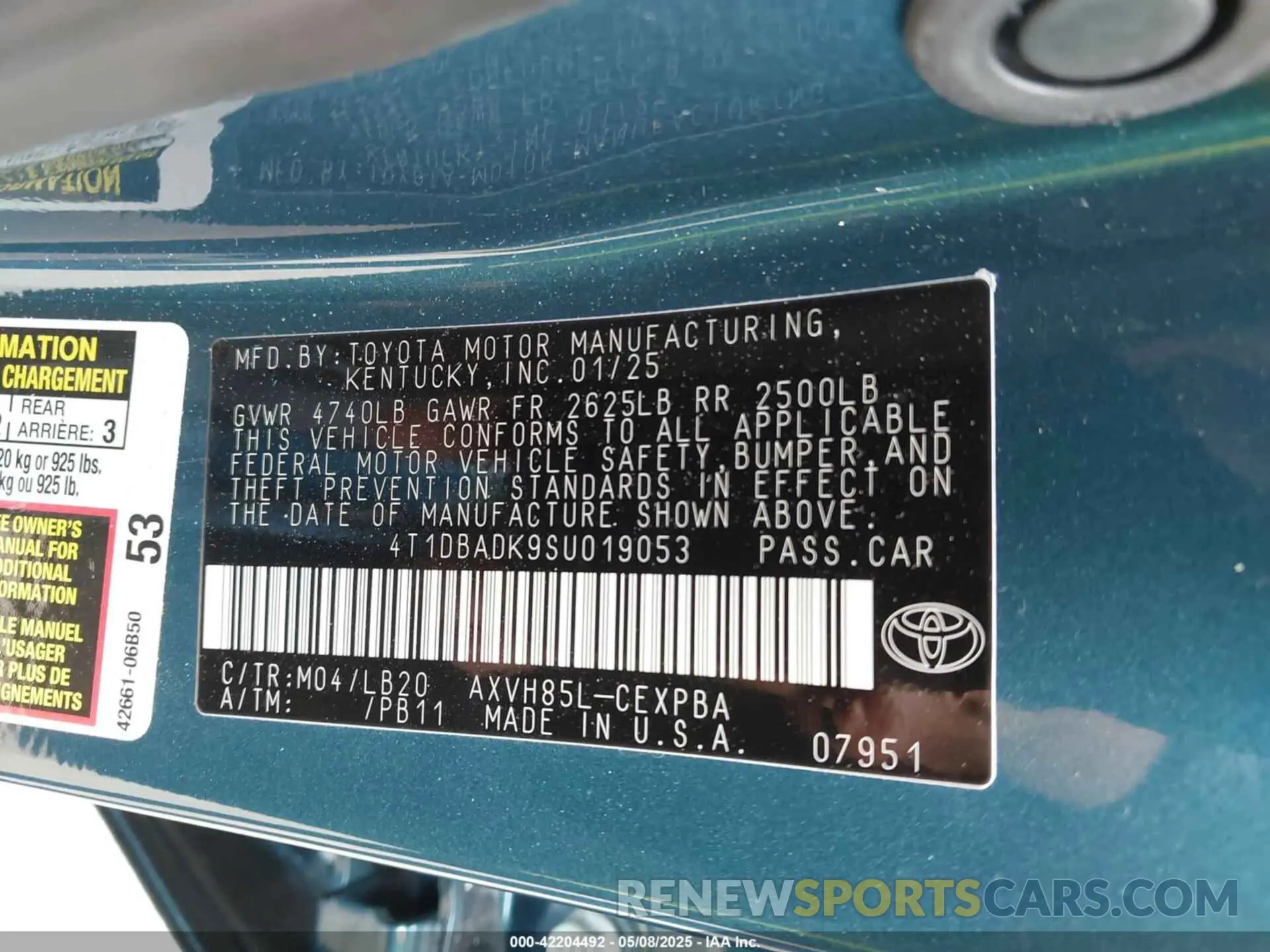 9 Photograph of a damaged car 4T1DBADK9SU019053 TOYOTA CAMRY 2025