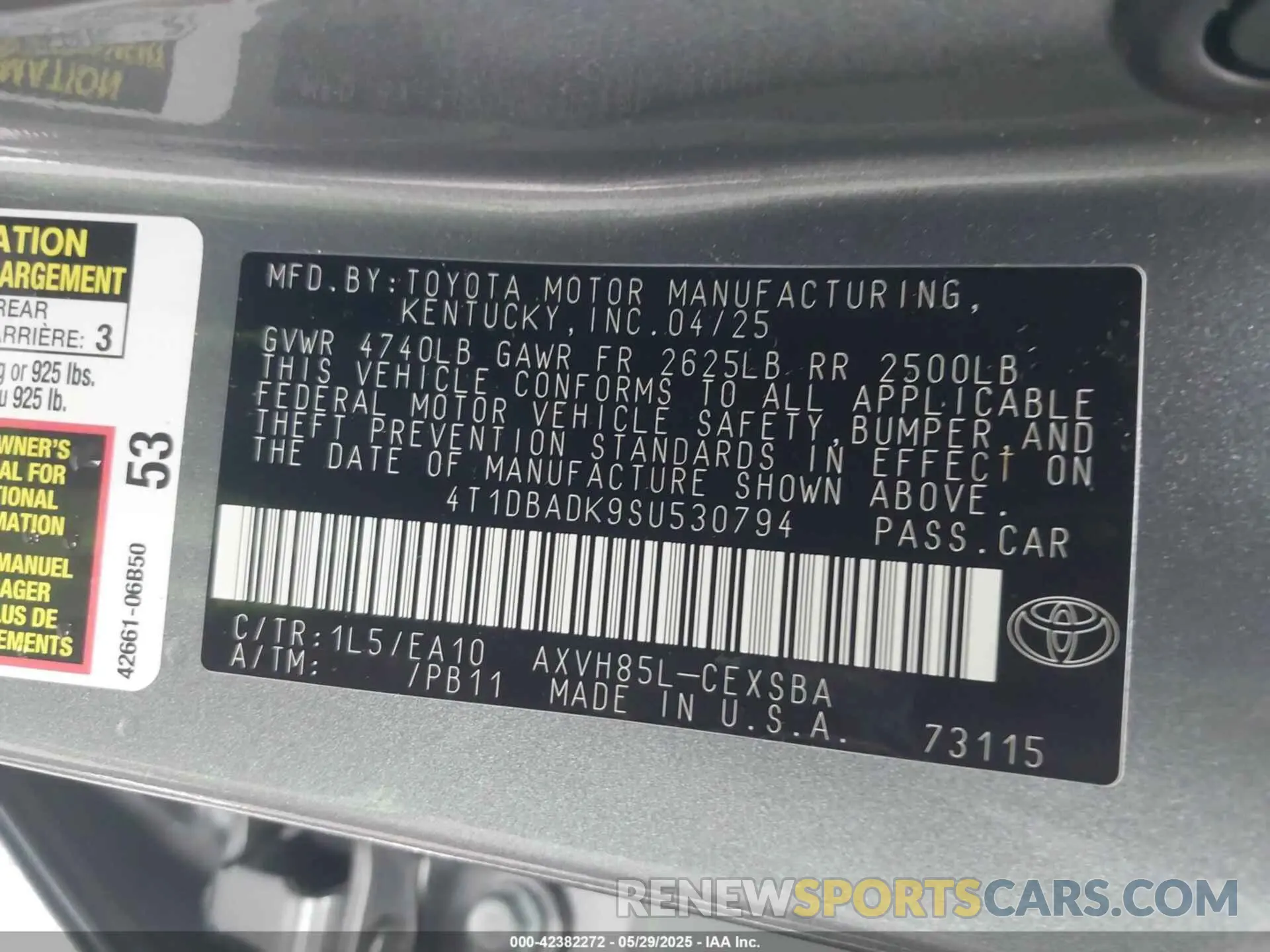 9 Photograph of a damaged car 4T1DBADK9SU530794 TOYOTA CAMRY 2025