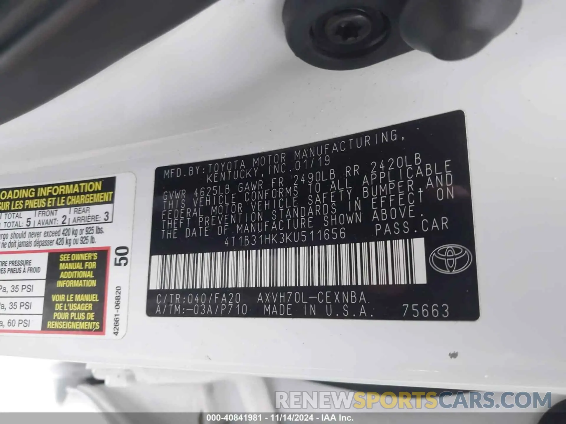 9 Photograph of a damaged car 4T1B31HK3KU511656 TOYOTA CAMRY HYBRID 2019