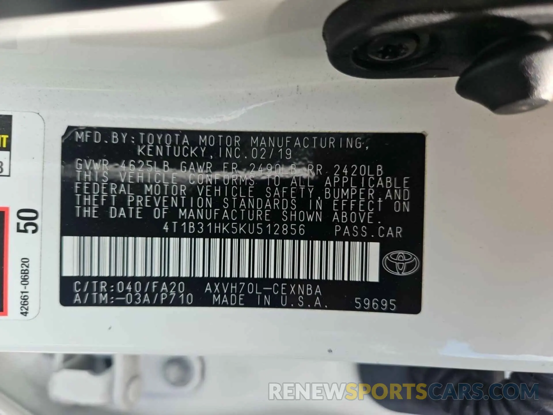 22 Photograph of a damaged car 4T1B31HK5KU512856 TOYOTA CAMRY HYBRID 2019