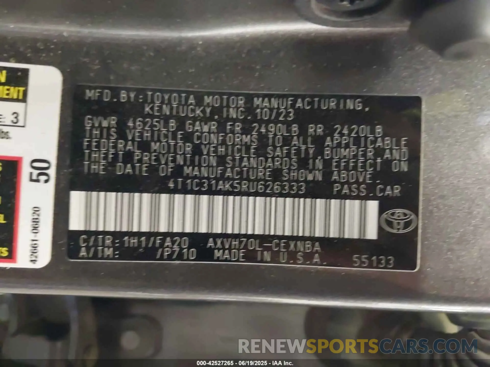 9 Photograph of a damaged car 4T1C31AK5RU626333 TOYOTA CAMRY HYBRID 2024