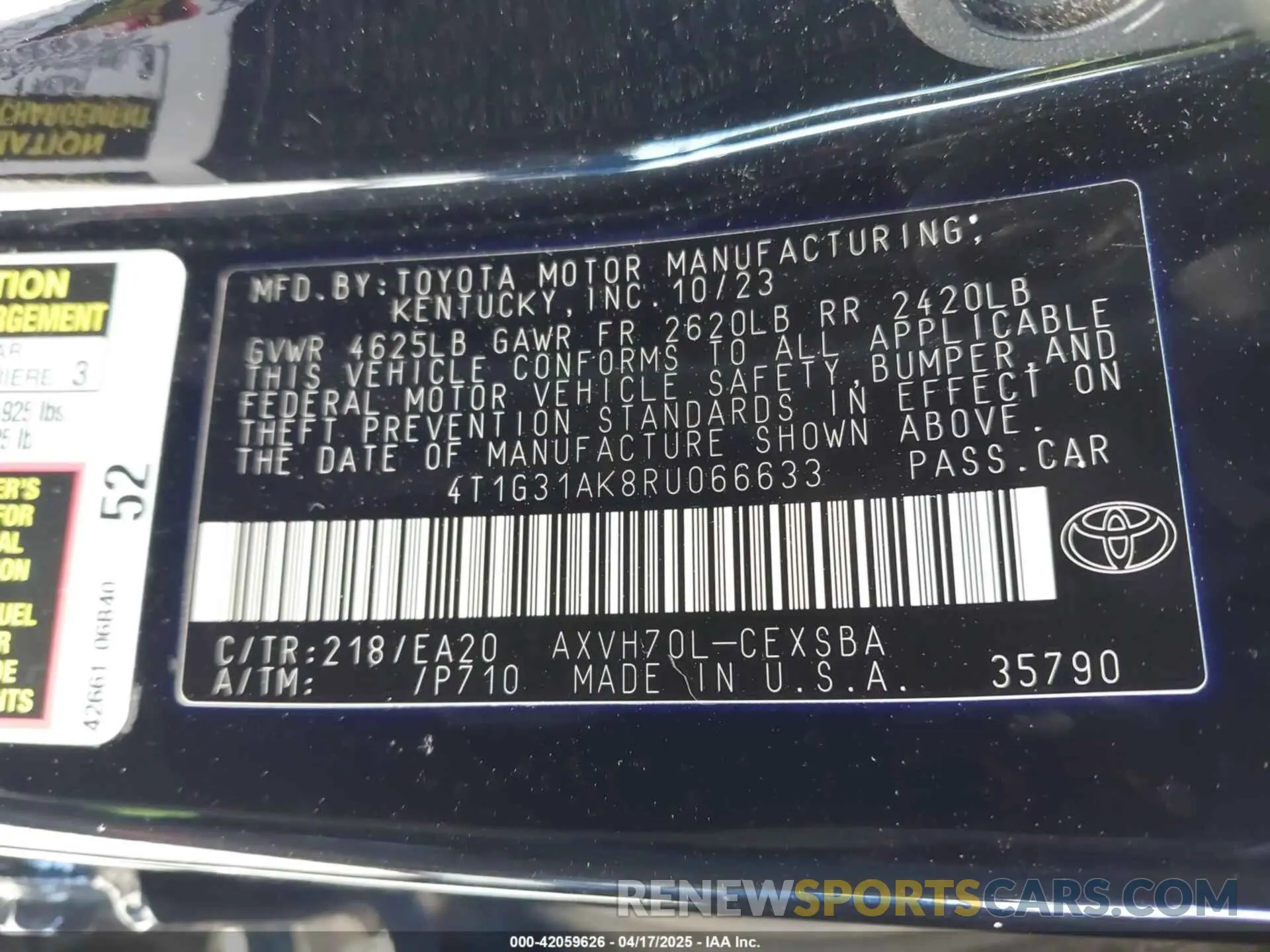 9 Photograph of a damaged car 4T1G31AK8RU066633 TOYOTA CAMRY HYBRID 2024