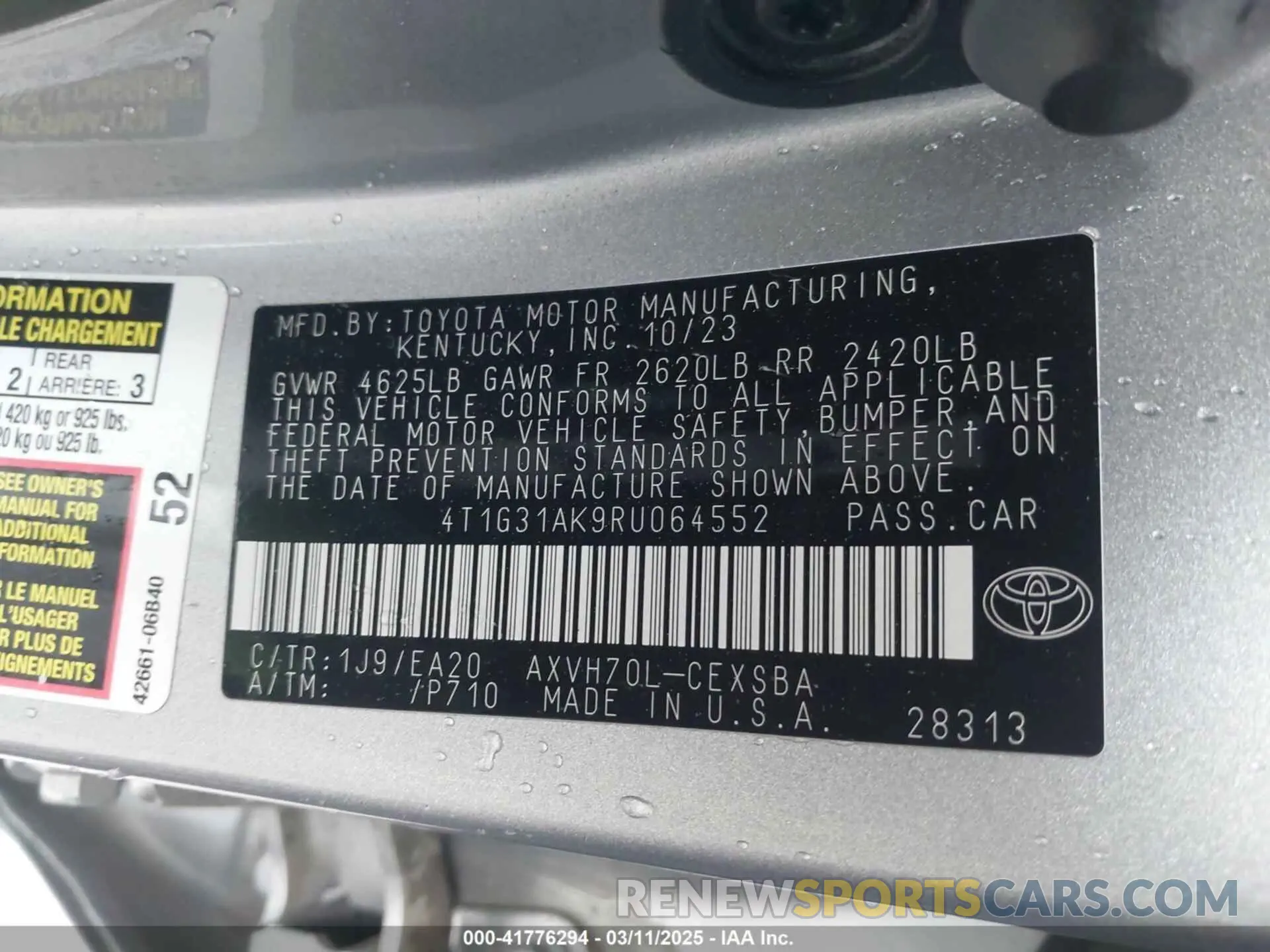 9 Photograph of a damaged car 4T1G31AK9RU064552 TOYOTA CAMRY HYBRID 2024