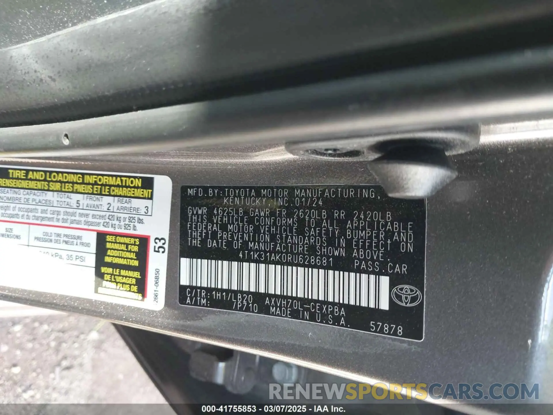 9 Photograph of a damaged car 4T1K31AK0RU628681 TOYOTA CAMRY HYBRID 2024