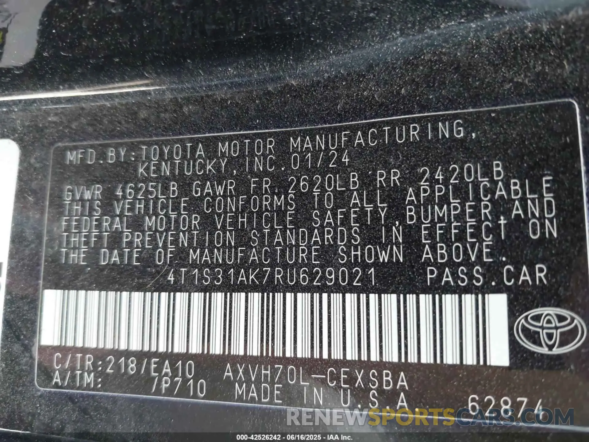 9 Photograph of a damaged car 4T1S31AK7RU629021 TOYOTA CAMRY HYBRID 2024