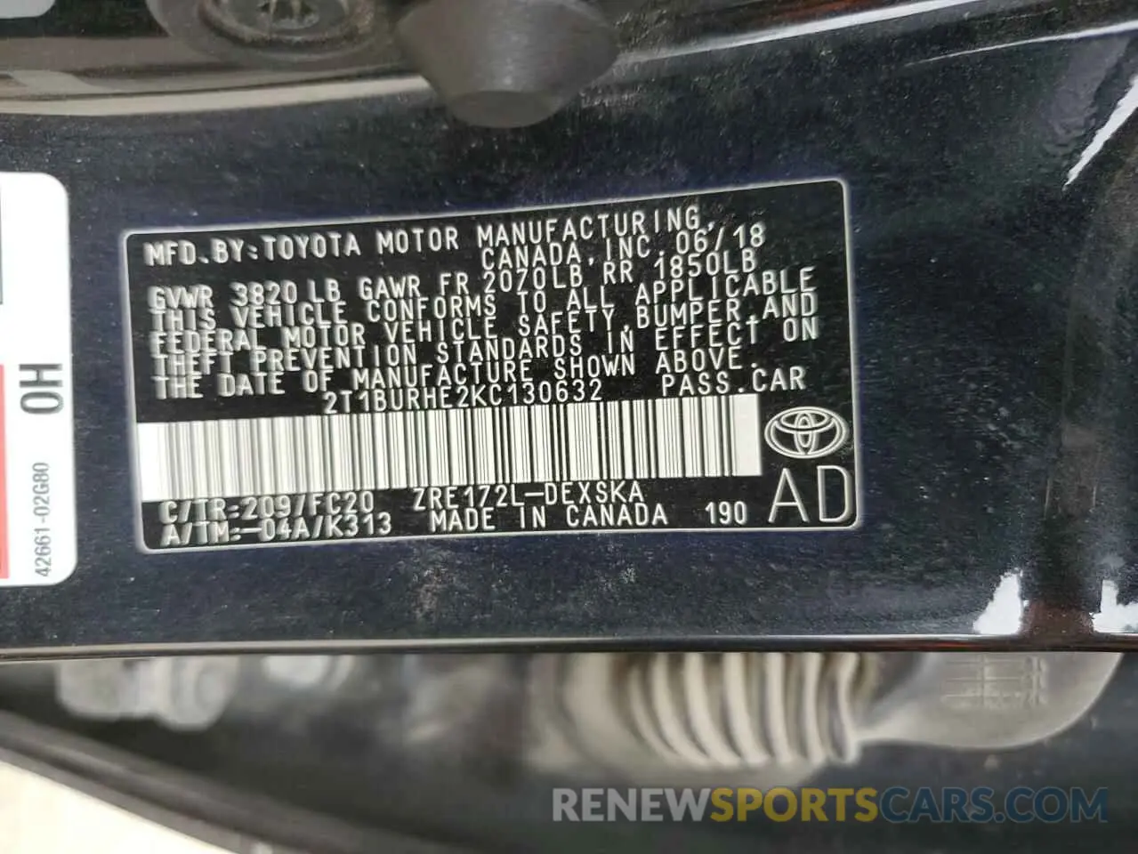 15 Photograph of a damaged car 2T1BURHE2KC130632 TOYOTA COROLLA 2019