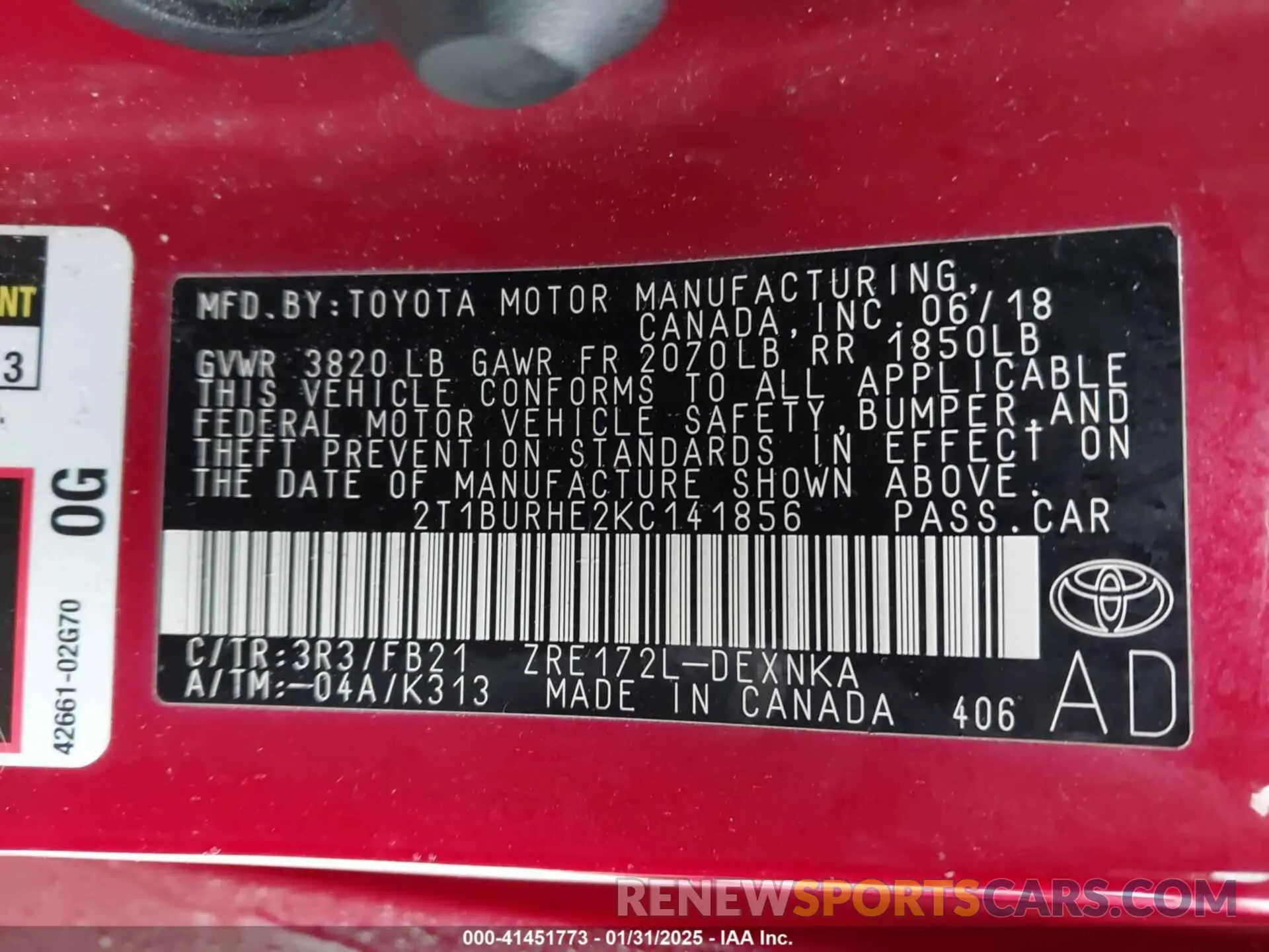 9 Photograph of a damaged car 2T1BURHE2KC141856 TOYOTA COROLLA 2019