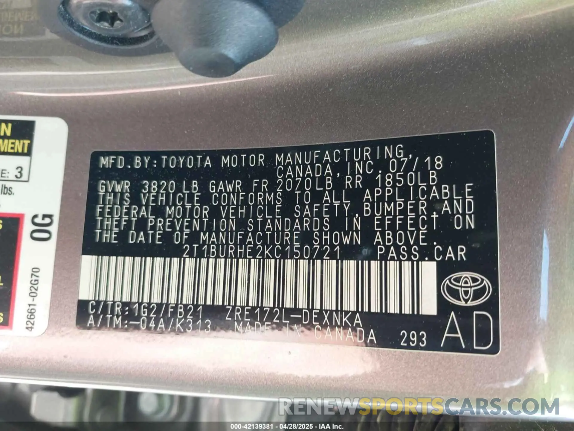 9 Photograph of a damaged car 2T1BURHE2KC150721 TOYOTA COROLLA 2019