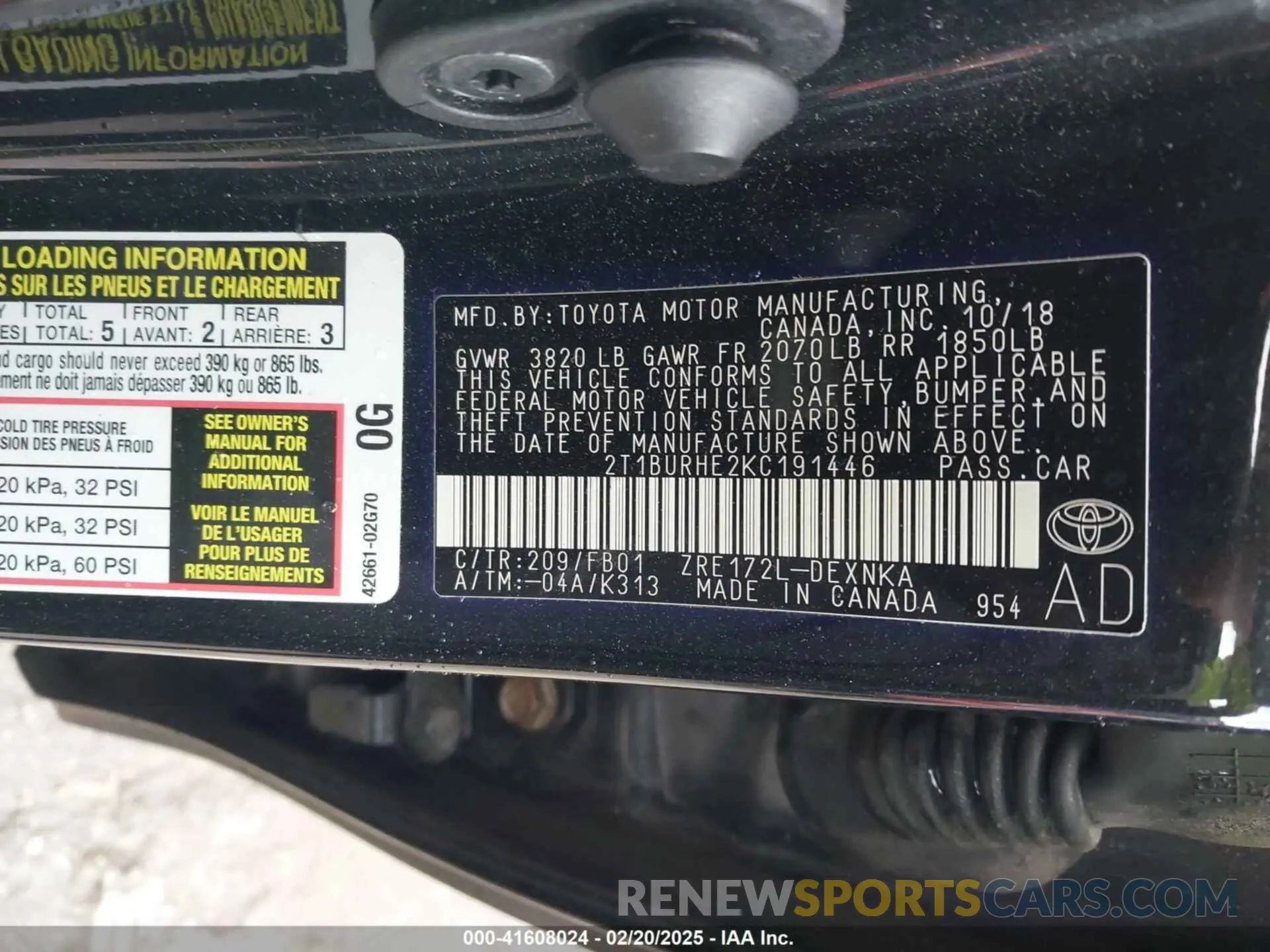 9 Photograph of a damaged car 2T1BURHE2KC191446 TOYOTA COROLLA 2019