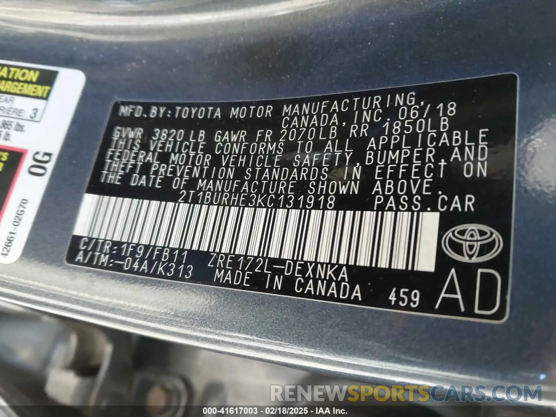 9 Photograph of a damaged car 2T1BURHE3KC131918 TOYOTA COROLLA 2019