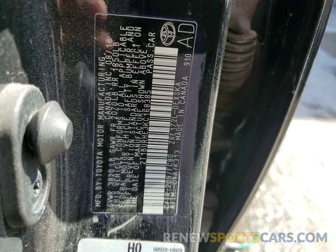 13 Photograph of a damaged car 2T1BURHE3KC168385 TOYOTA COROLLA 2019