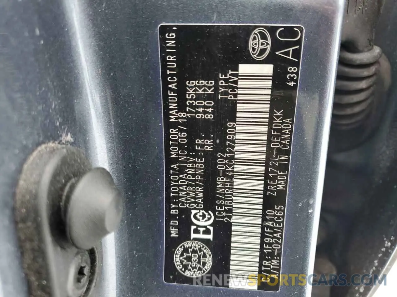 13 Photograph of a damaged car 2T1BURHE4KC127909 TOYOTA COROLLA 2019